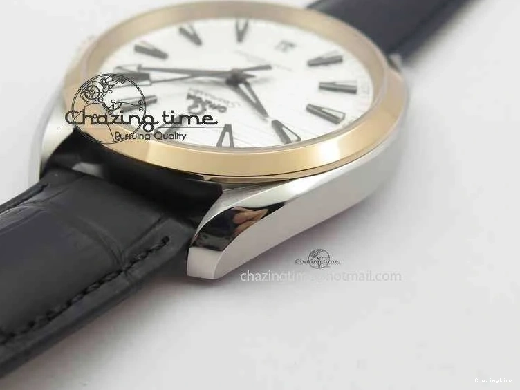 0202 2017 Aqua Terra SS RG XF Best Edition White Textured Dial On Black Leather Strap A Functional 8157